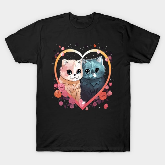Exotic Shorthair Couple Valentine T-Shirt by JH Mart